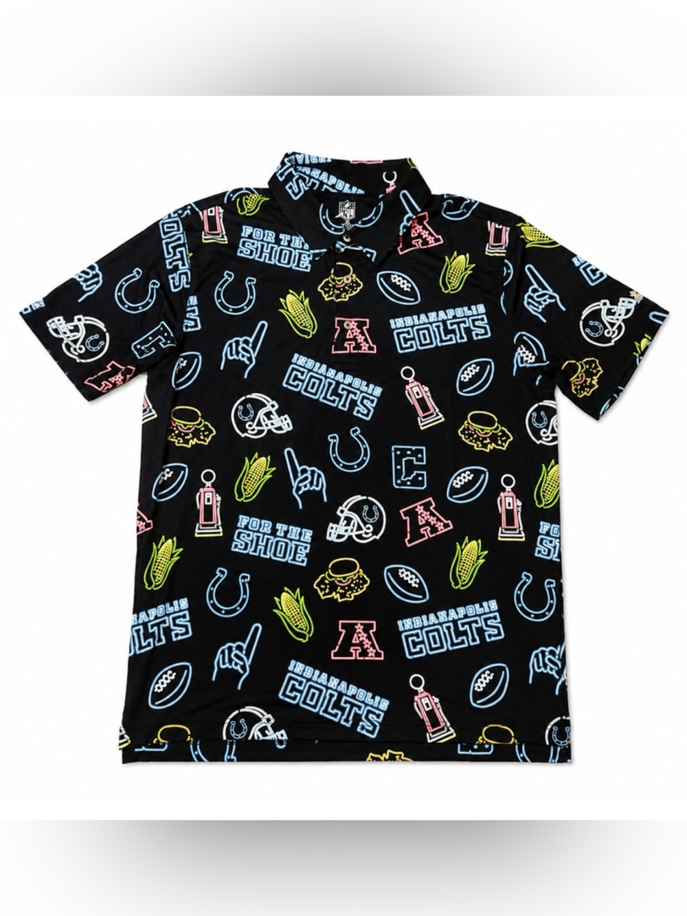 NWT CHUBBIES BLACK NEON GRAPHIC NFL INDIANAPOLIS COLTS PERFORMANCE POLO SHIRT M